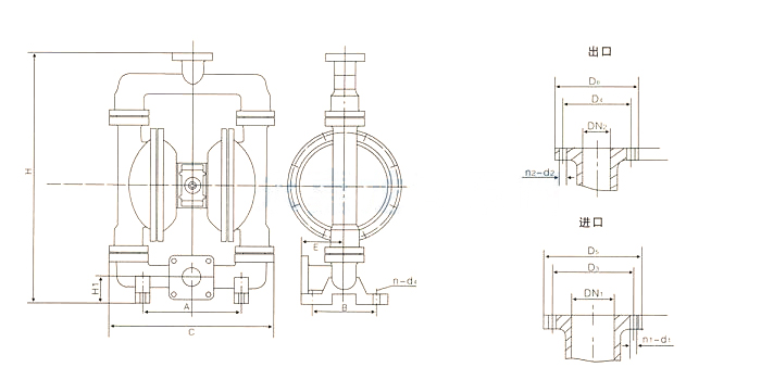 QBY衬氟气动隔膜泵安装图
